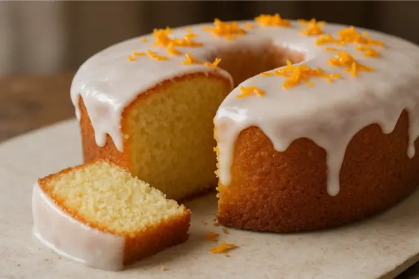 Bolo Amanteigado de Laranja com Cobertura de Confeitaria