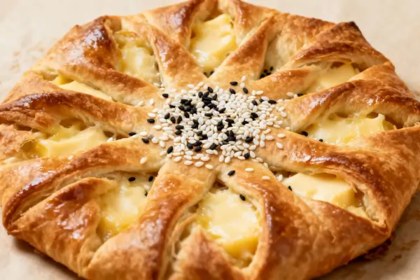 Pão Folhado Recheado com Presunto e Queijo, com Toque Gourmet