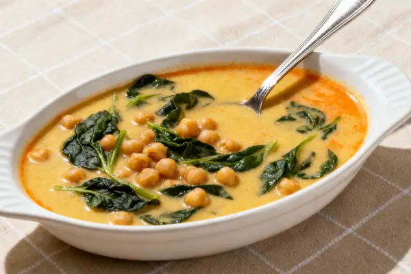 Sopa Dourada Revigorante: Grão-de-Bico, Espinafre e Segredos de Sabor