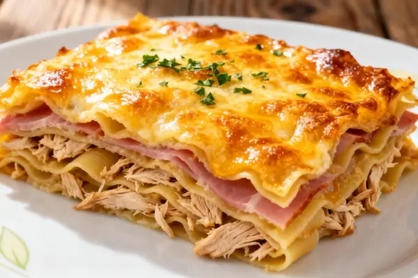 Lasanha de Massa de Pastel com Frango tão prática que parece até Truque de Cozinha